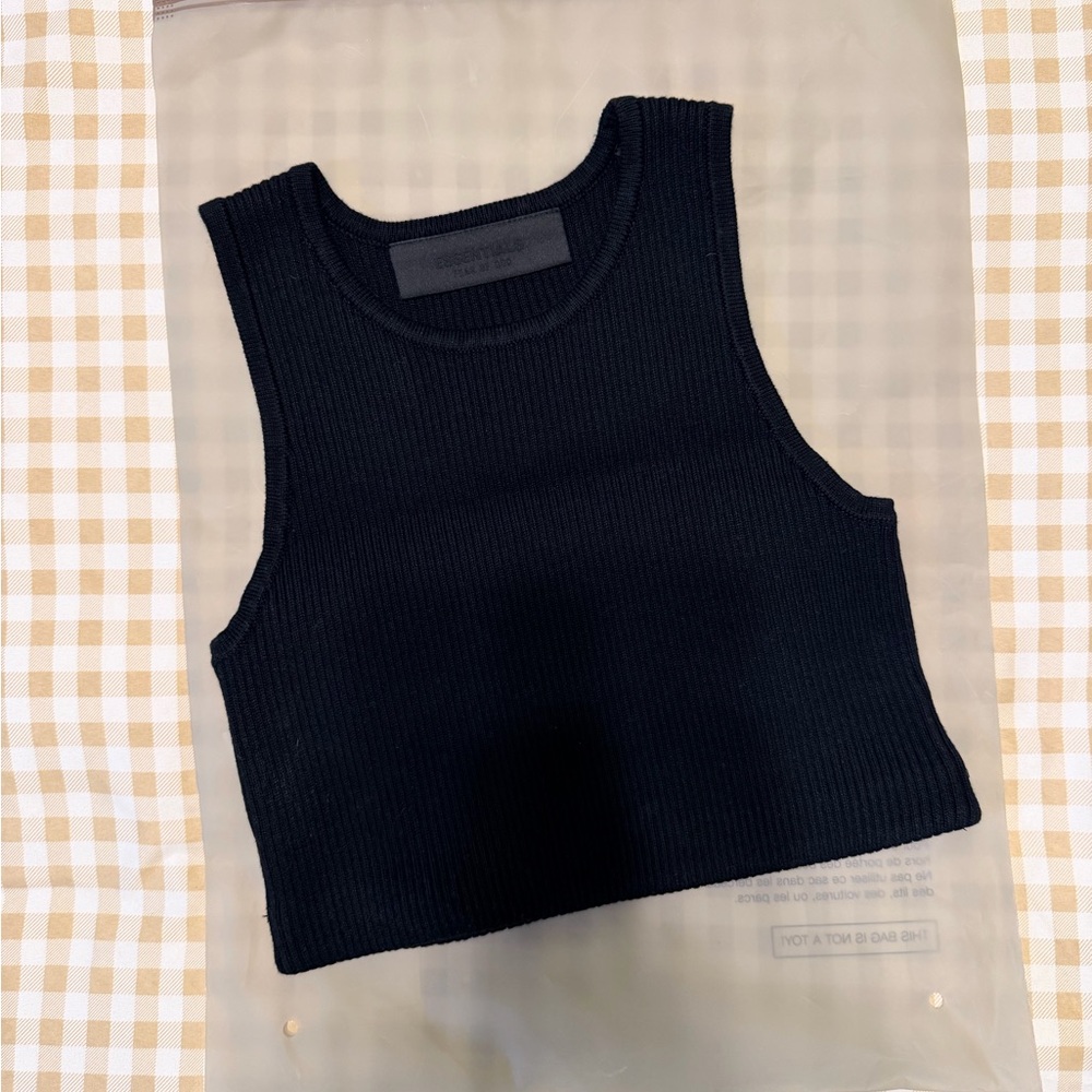 Essentials Charcoal Ribbed Knit Top